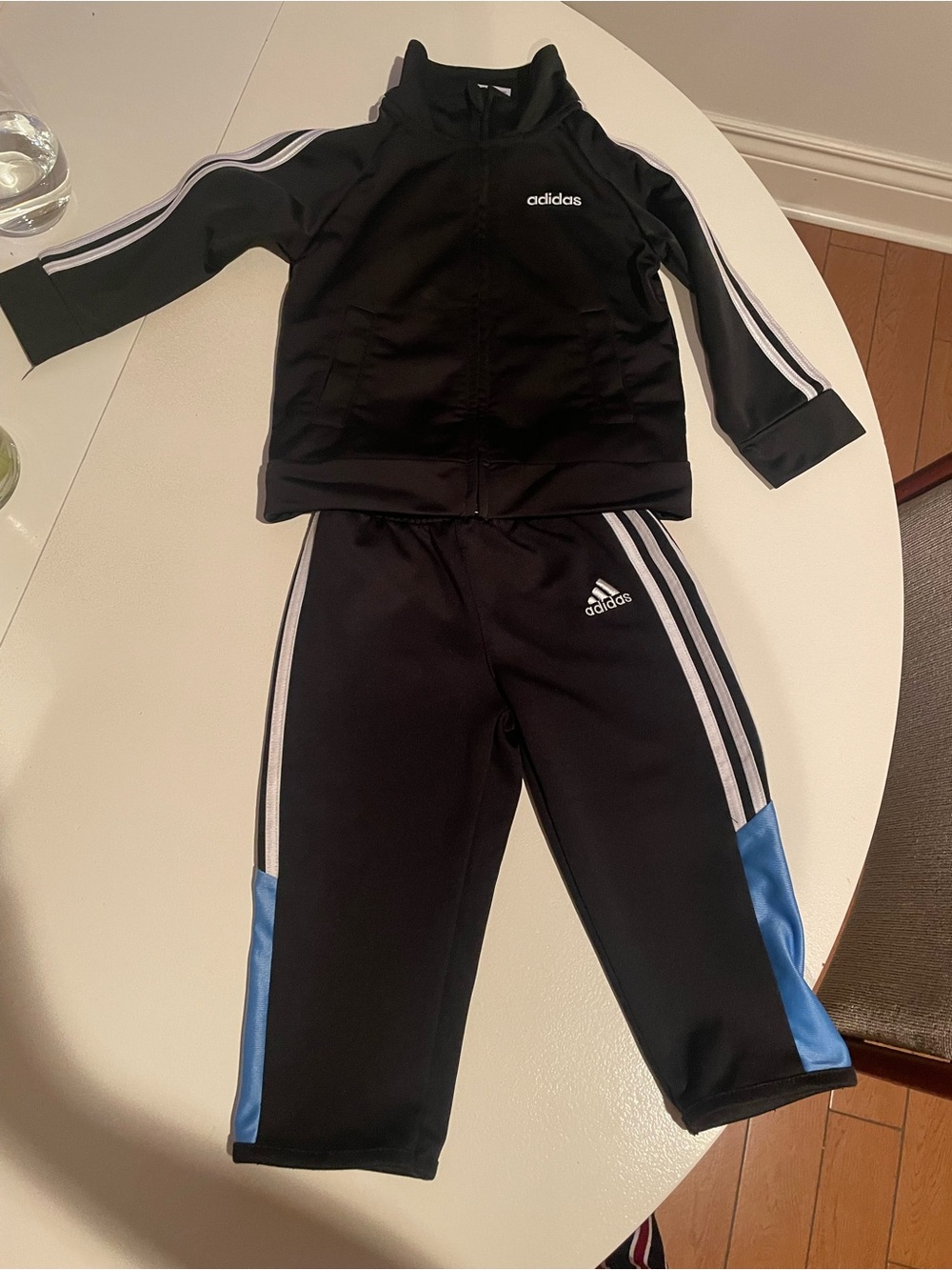 Adidas Kids Black & Blue Track Jacket and Pants Set